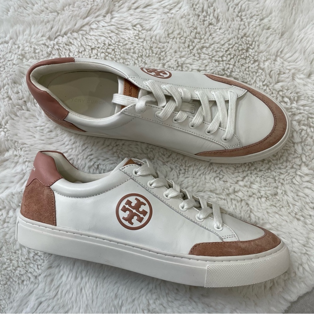 Tory Burch White and Blush Sneakers